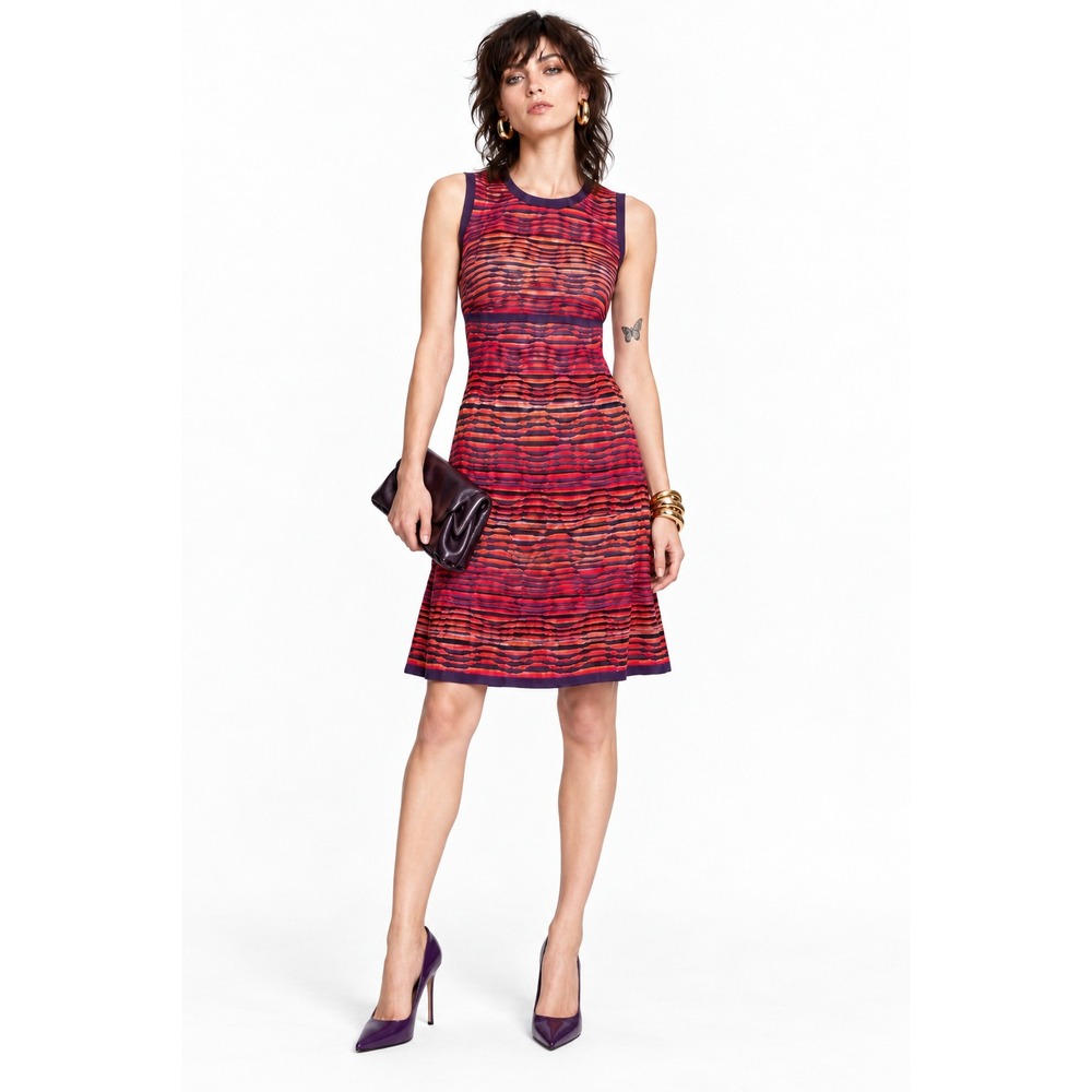 M Missoni Neon Wave Lightshow Dress A-Line 40 Size S 4/6 Purple Orange Vintage
